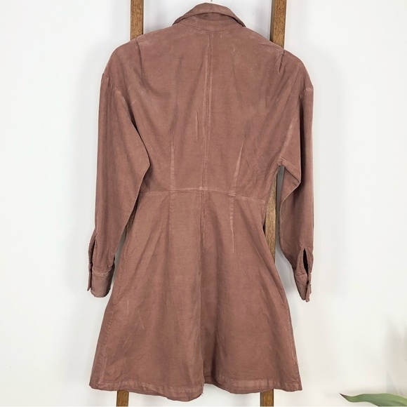 Zara pink/brown corduroy button up mini dress size XS NWT - Picture 5 of 11